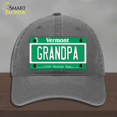 Grandpa Vermont Novelty License Plate Hat Unconstructed Cotton / Charcoal