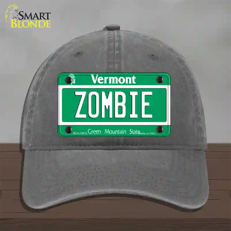 Zombie Vermont Novelty License Plate Hat Unconstructed Cotton / Charcoal