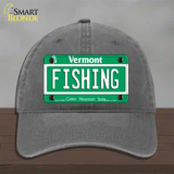 Fishing Vermont Novelty License Plate Hat Unconstructed Cotton / Charcoal