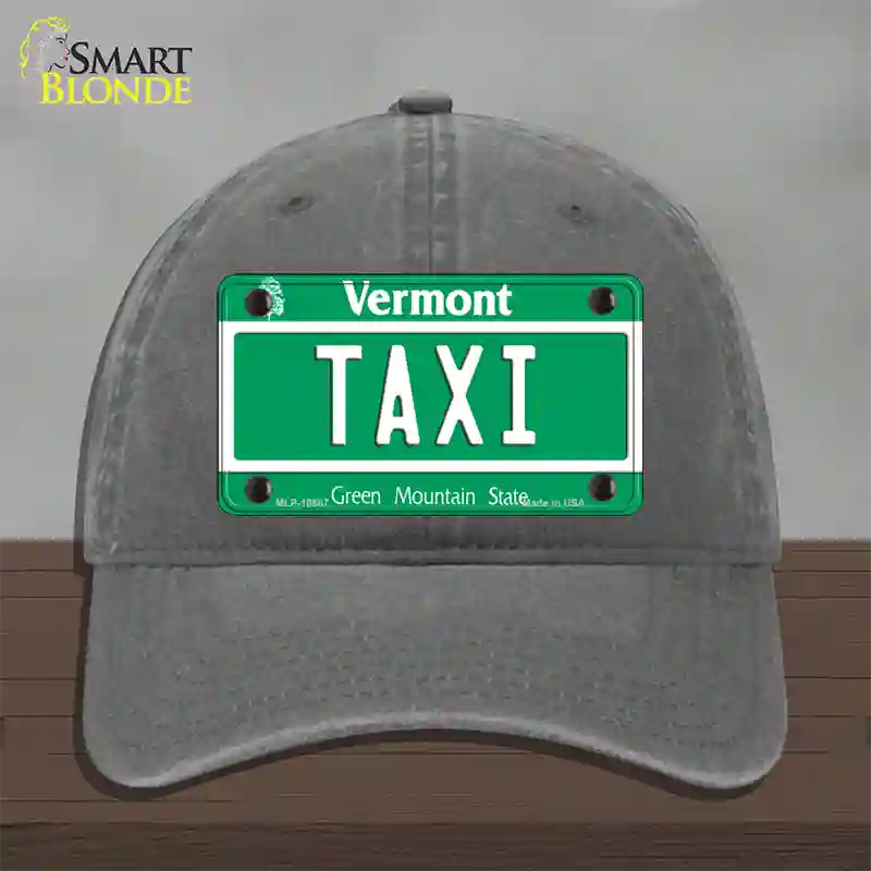 Taxi Vermont Novelty License Plate Hat Unconstructed Cotton / Charcoal