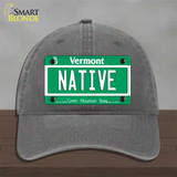 Native Vermont Novelty License Plate Hat Unconstructed Cotton / Charcoal