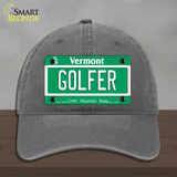 Golfer Vermont Novelty License Plate Hat Unconstructed Cotton / Charcoal