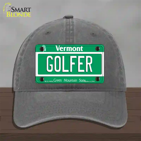 Golfer Vermont Novelty License Plate Hat Unconstructed Cotton / Charcoal