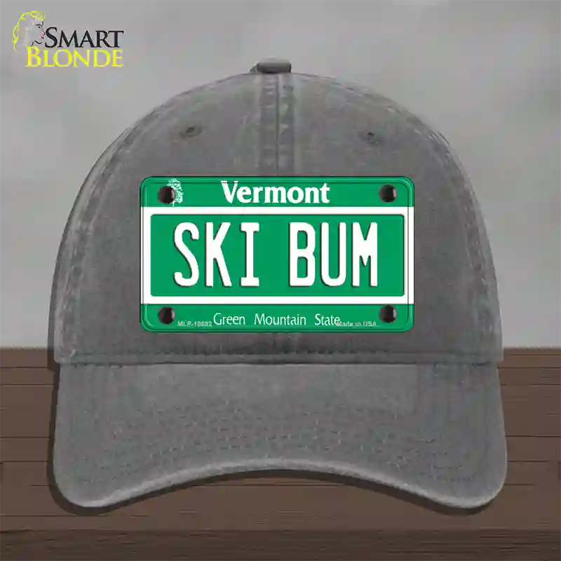 Ski Bum Vermont Novelty License Plate Hat Unconstructed Cotton / Charcoal