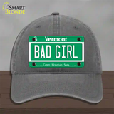 Bad Girl Vermont Novelty License Plate Hat Unconstructed Cotton / Charcoal