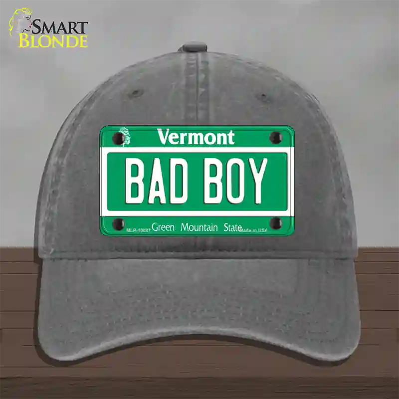 Bad Boy Vermont Novelty License Plate Hat Unconstructed Cotton / Charcoal