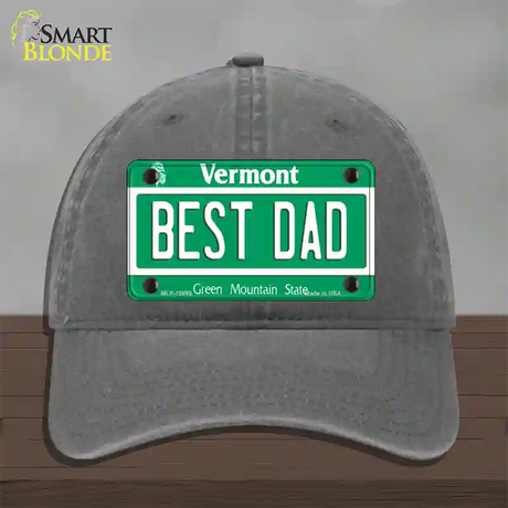 Best Dad Vermont Novelty License Plate Hat Unconstructed Cotton / Charcoal