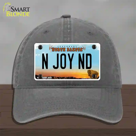 N Joy ND North Dakota Novelty License Plate Hat Unconstructed Cotton / Charcoal