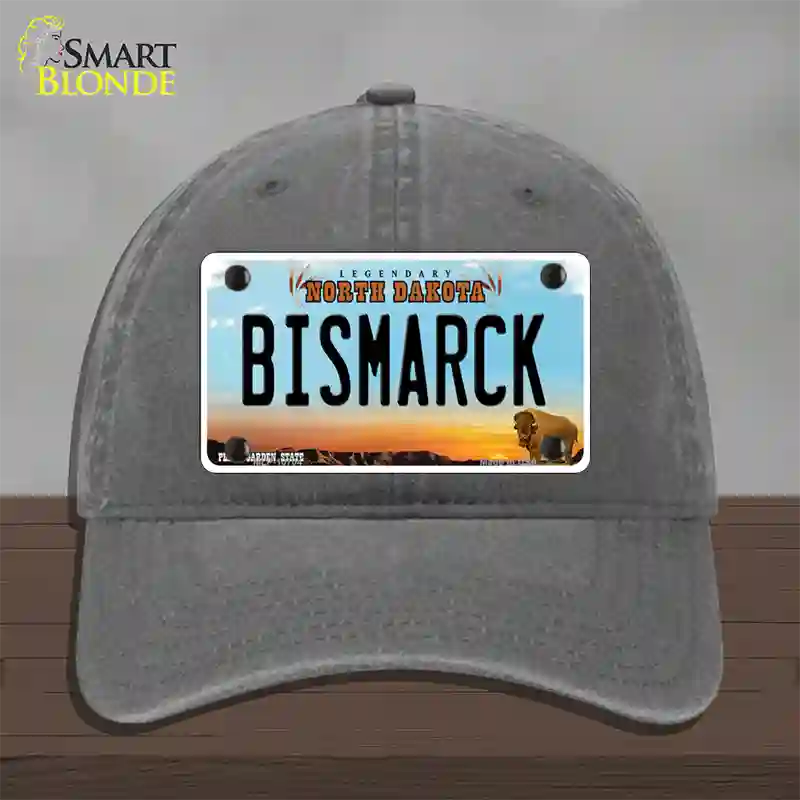 Bismarck North Dakota Novelty License Plate Hat Unconstructed Cotton / Charcoal