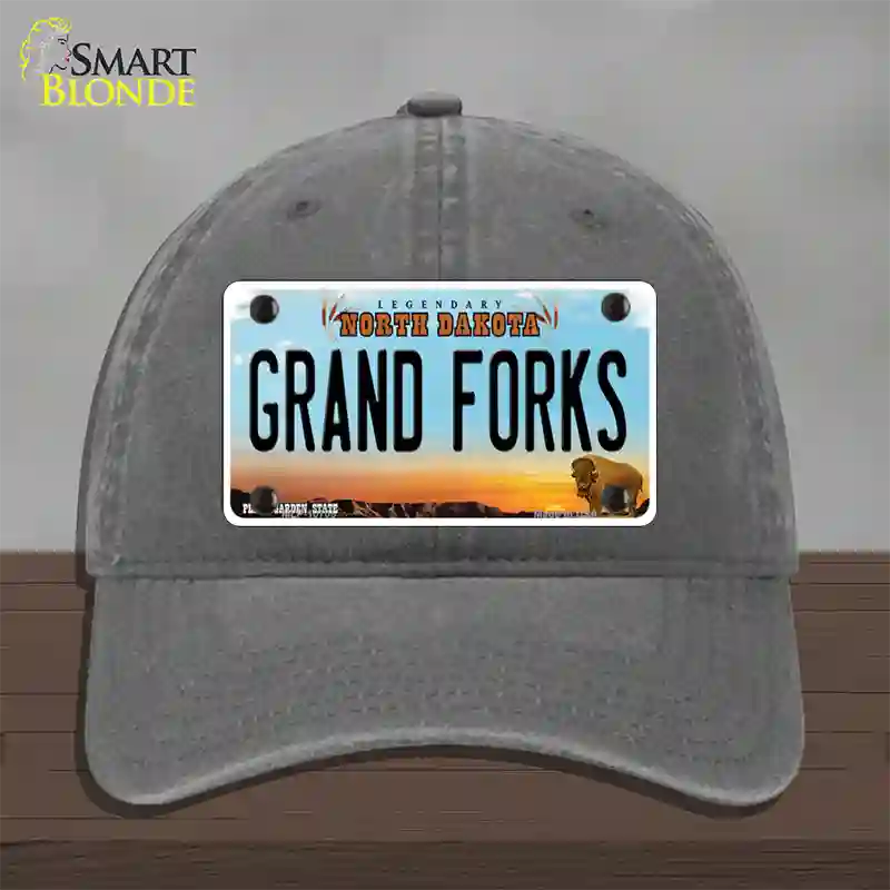 Grand Forks North Dakota Novelty License Plate Hat Unconstructed Cotton / Charcoal