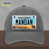 Mandan North Dakota Novelty License Plate Hat Unconstructed Cotton / Charcoal