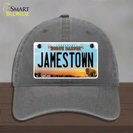 Jamestown North Dakota Novelty License Plate Hat Unconstructed Cotton / Charcoal