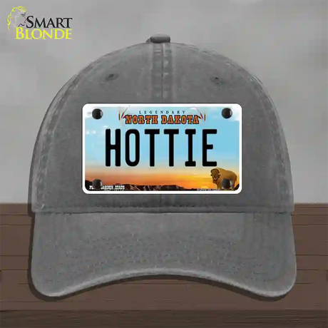 Hottie North Dakota Novelty License Plate Hat Unconstructed Cotton / Charcoal