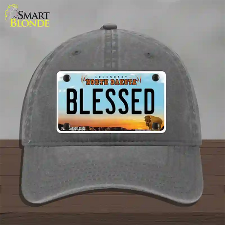 Blessed North Dakota Novelty License Plate Hat Unconstructed Cotton / Charcoal