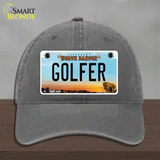 Golfer North Dakota Novelty License Plate Hat Unconstructed Cotton / Charcoal