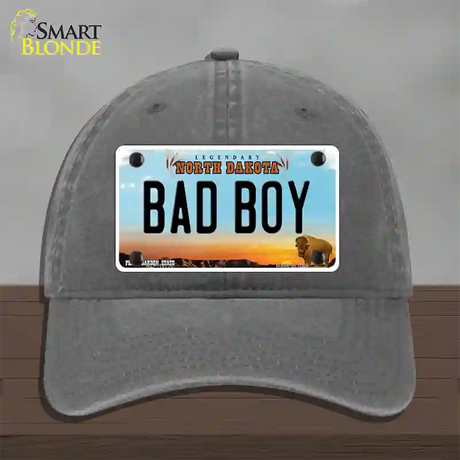 Bad Boy North Dakota Novelty License Plate Hat Unconstructed Cotton / Charcoal