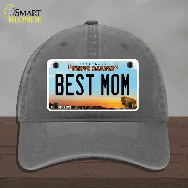 Best Mom North Dakota Novelty License Plate Hat Unconstructed Cotton / Charcoal