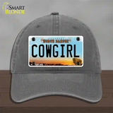 Cowgirl North Dakota Novelty License Plate Hat Unconstructed Cotton / Charcoal