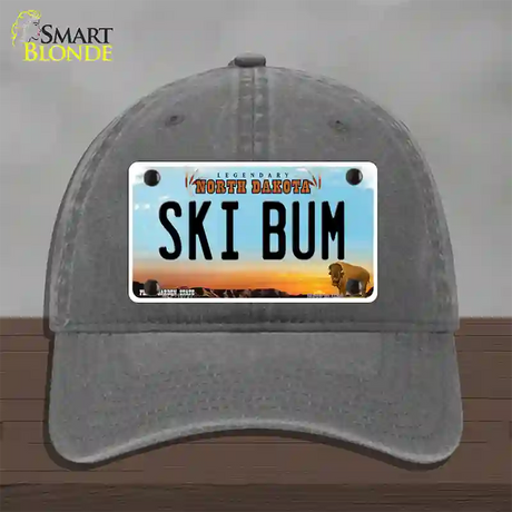 Ski Bum North Dakota Novelty License Plate Hat Unconstructed Cotton / Charcoal