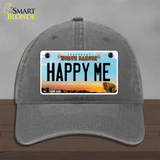 Happy Me North Dakota Novelty License Plate Hat Unconstructed Cotton / Charcoal