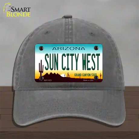 Sun City West Arizona Novelty License Plate Hat Unconstructed Cotton / Charcoal