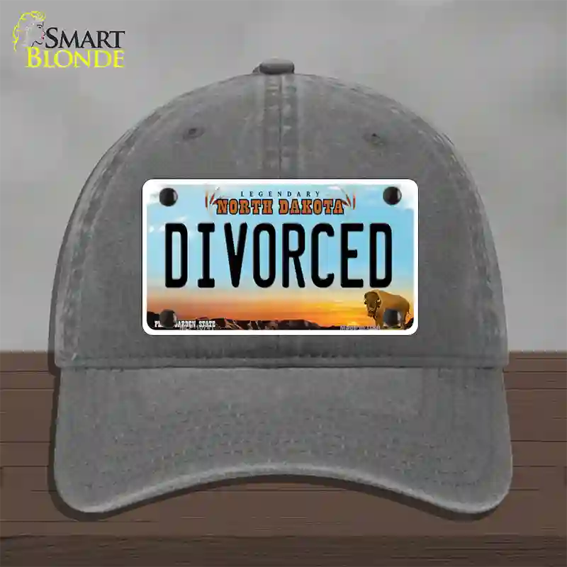 Divorced North Dakota Novelty License Plate Hat Unconstructed Cotton / Charcoal