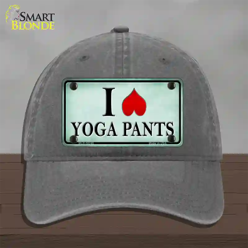 I Love Yoga Pants Novelty License Plate Hat Unconstructed Cotton / Charcoal