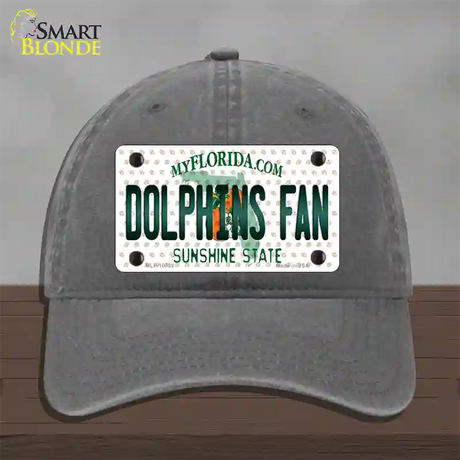 Dolphins Fan Florida Novelty License Plate Hat Unconstructed Cotton / Charcoal