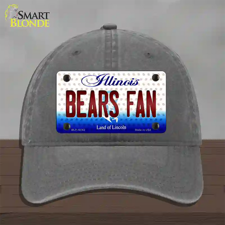 Bears Fan Illinois Novelty License Plate Hat Unconstructed Cotton / Charcoal