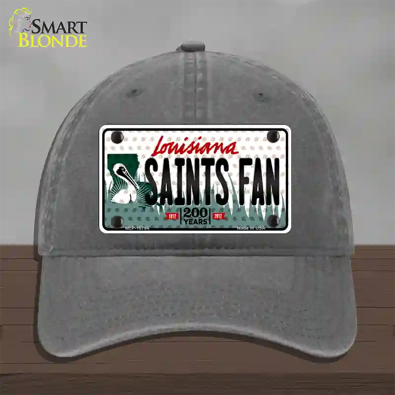 Saints Fan Louisiana Novelty License Plate Hat Unconstructed Cotton / Charcoal