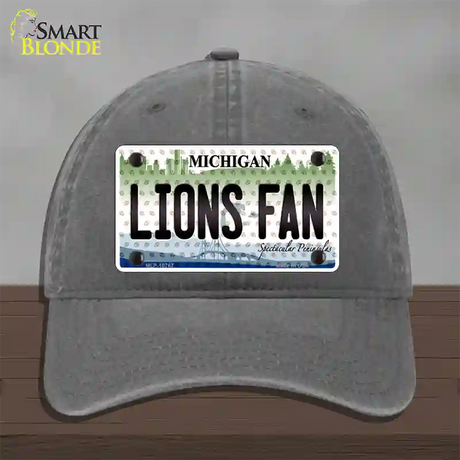 Lions Fan Michigan Novelty License Plate Hat Unconstructed Cotton / Charcoal