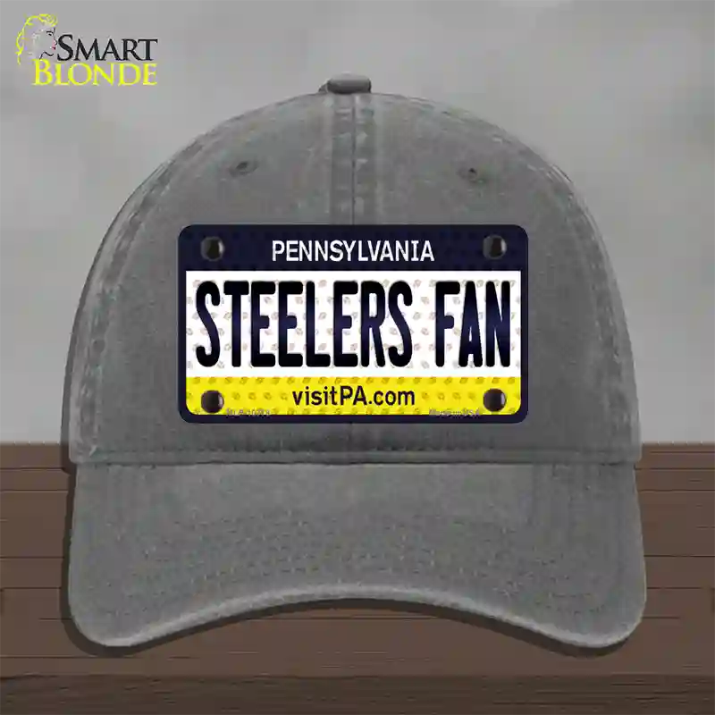 Steelers Fan Pennsylvania Novelty License Plate Hat Unconstructed Cotton / Charcoal