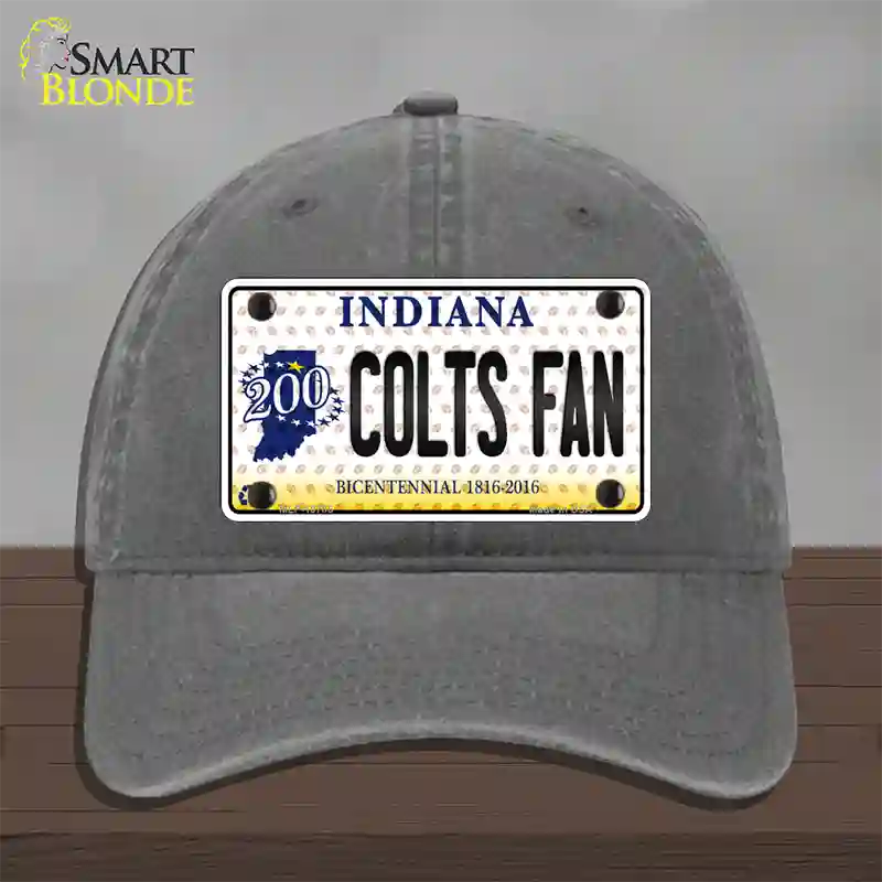 Colts Fan Bicentennial Indiana Novelty License Plate Hat Unconstructed Cotton / Charcoal