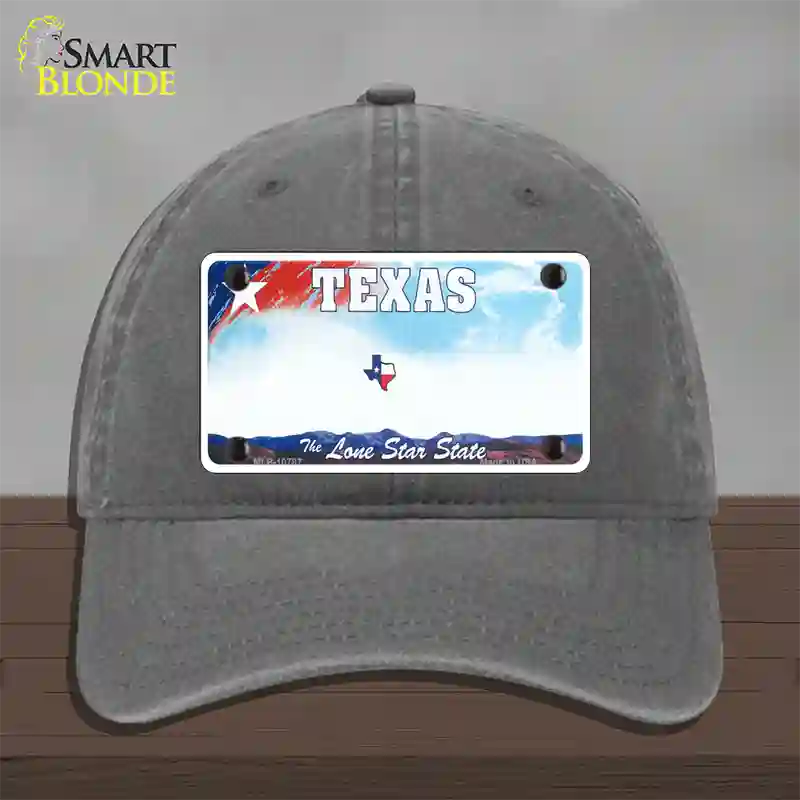 Texas New State Novelty License Plate Hat Unconstructed Cotton / Charcoal