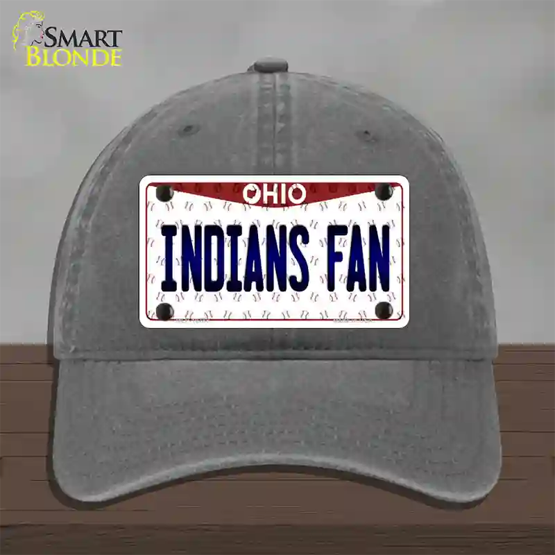 Indians Fan Ohio Novelty License Plate Hat Unconstructed Cotton / Charcoal