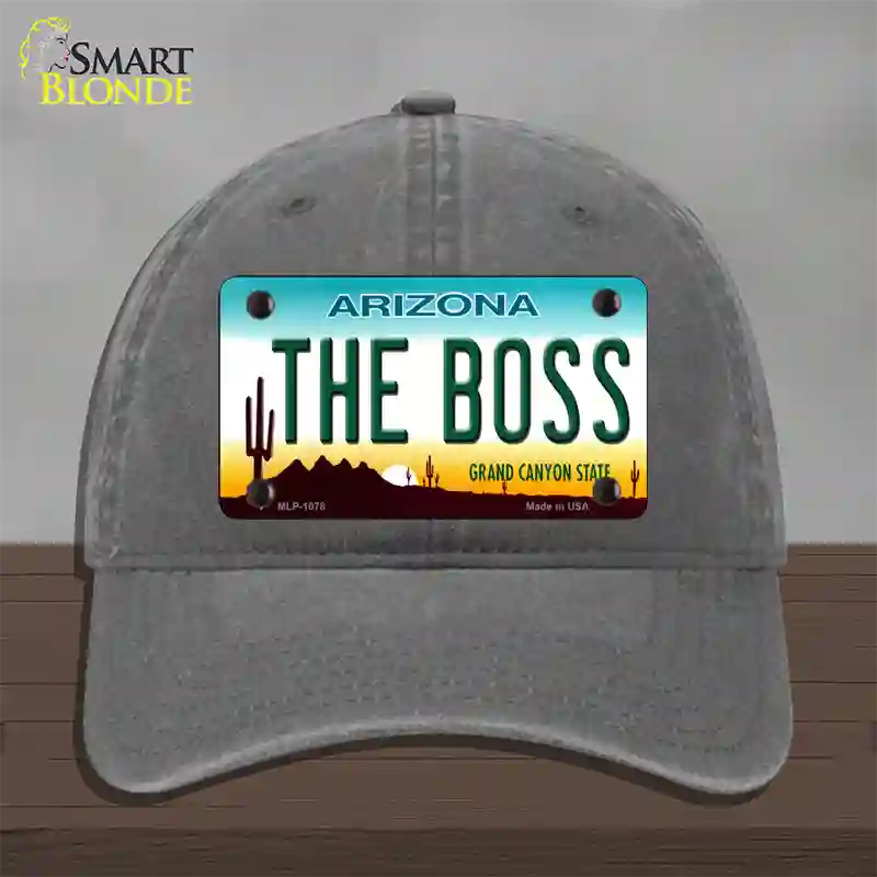 The Boss Arizona Novelty License Plate Hat Unconstructed Cotton / Charcoal