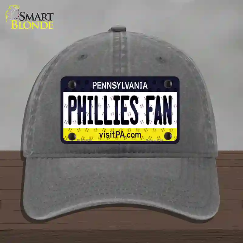 Phillies Fan Pennsylvania Novelty License Plate Hat Unconstructed Cotton / Charcoal