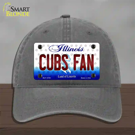 Cubs Fan Illinois Novelty License Plate Hat Unconstructed Cotton / Charcoal