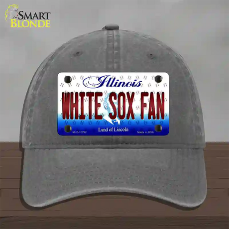 White Sox Fan Illinois Novelty License Plate Hat Unconstructed Cotton / Charcoal