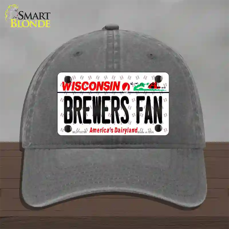 Brewers Fan Wisconsin Novelty License Plate Hat Unconstructed Cotton / Charcoal