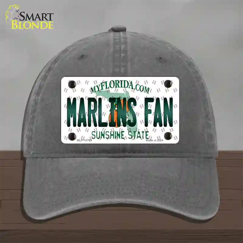 Marlins Fan Florida Novelty License Plate Hat Unconstructed Cotton / Charcoal