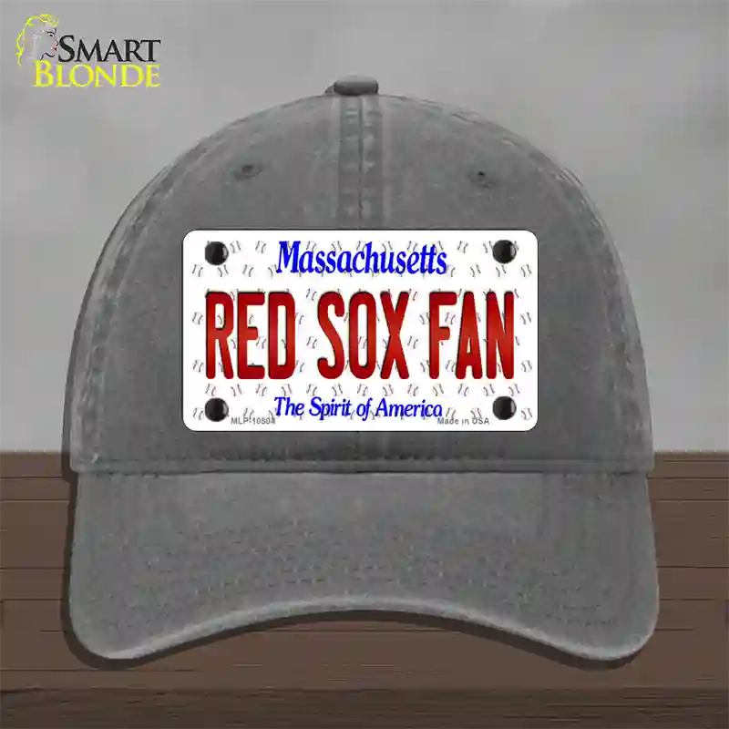 Red Sox Fan Massachusetts Novelty License Plate Hat Unconstructed Cotton / Charcoal