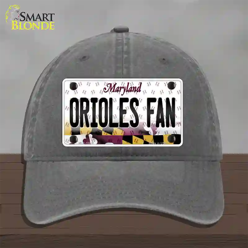 Orioles Fan Maryland Novelty License Plate Hat Unconstructed Cotton / Charcoal