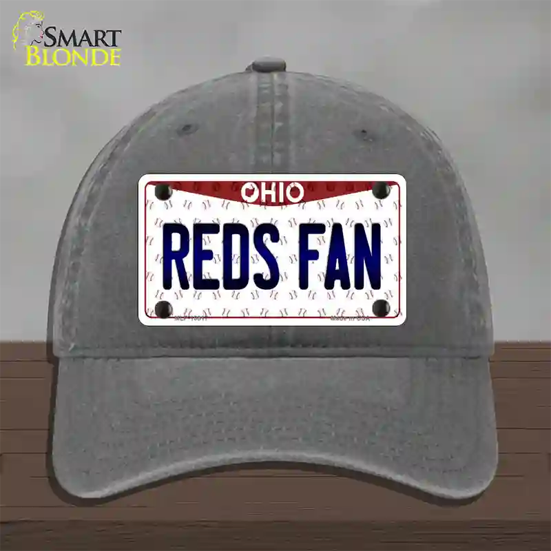 Reds Fan Ohio Novelty License Plate Hat Unconstructed Cotton / Charcoal