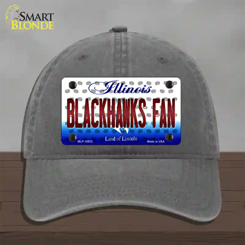 Blackhawks Fan Illinois Novelty License Plate Hat Unconstructed Cotton / Charcoal