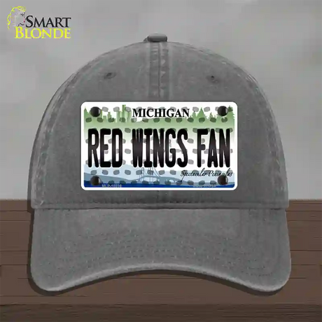 Red Wings Fan Michigan Novelty License Plate Hat Unconstructed Cotton / Charcoal