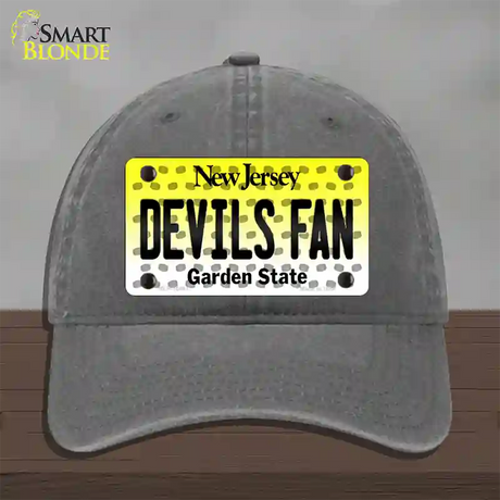 Devils Fan New Jersey Novelty License Plate Hat Unconstructed Cotton / Charcoal