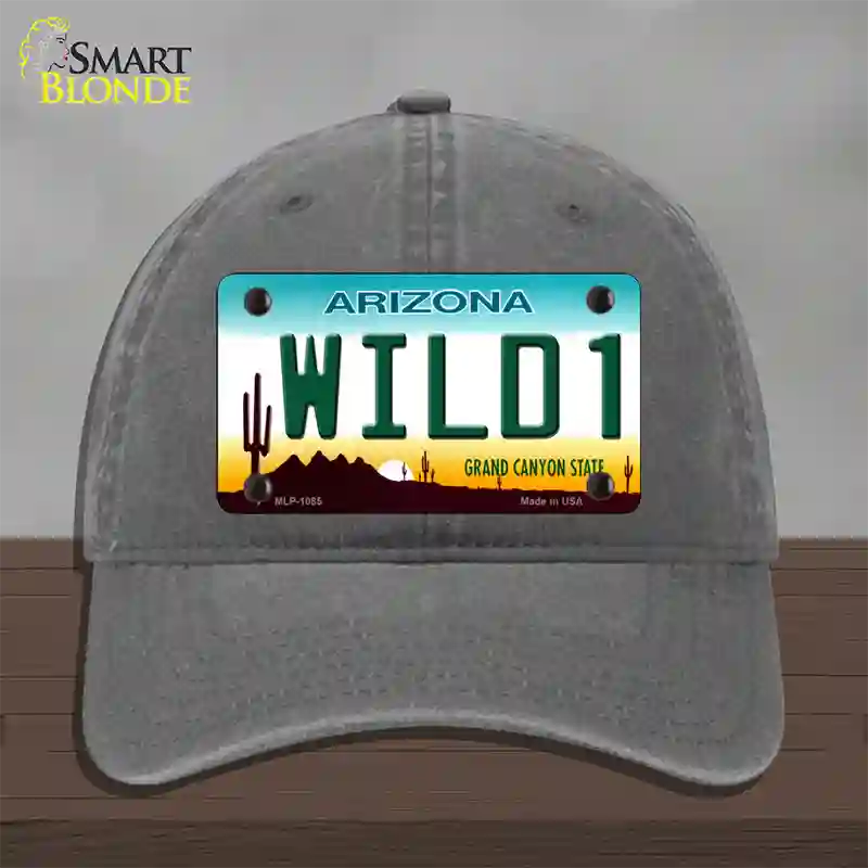 Wild 1 Arizona Novelty License Plate Hat Unconstructed Cotton / Charcoal