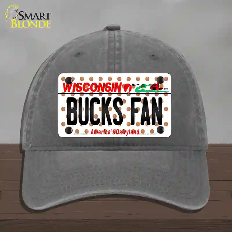 Bucks Fan Wisconsin Novelty License Plate Hat Unconstructed Cotton / Charcoal