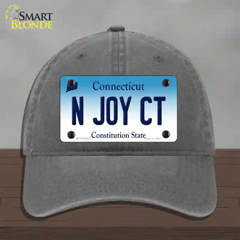 N Joy CT Connecticut Novelty License Plate Hat Unconstructed Cotton / Charcoal